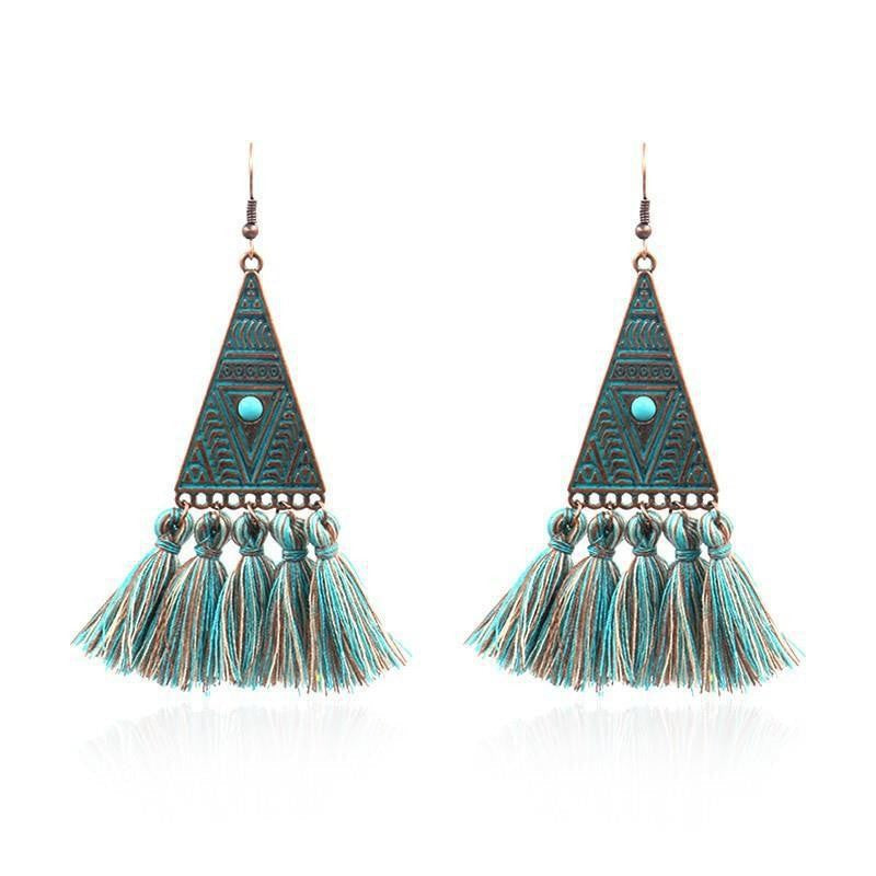 Bohemian long tassel earrings in vibrant colours