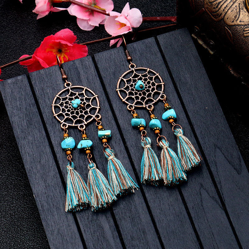 showcasing the lightweight design of tassel earrings