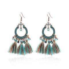 various colours of long tassel earrings