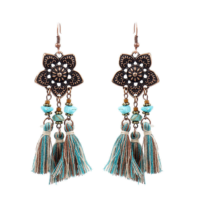showcasing the lightweight design of tassel earrings