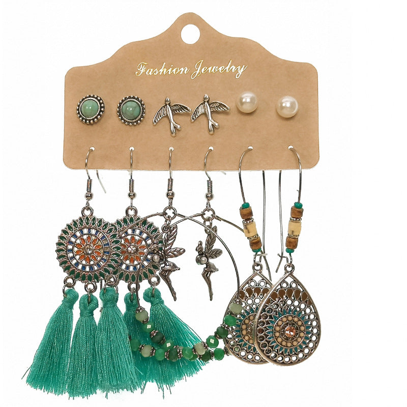 Gift Box with Bohemian Leaf Feather Earrings
