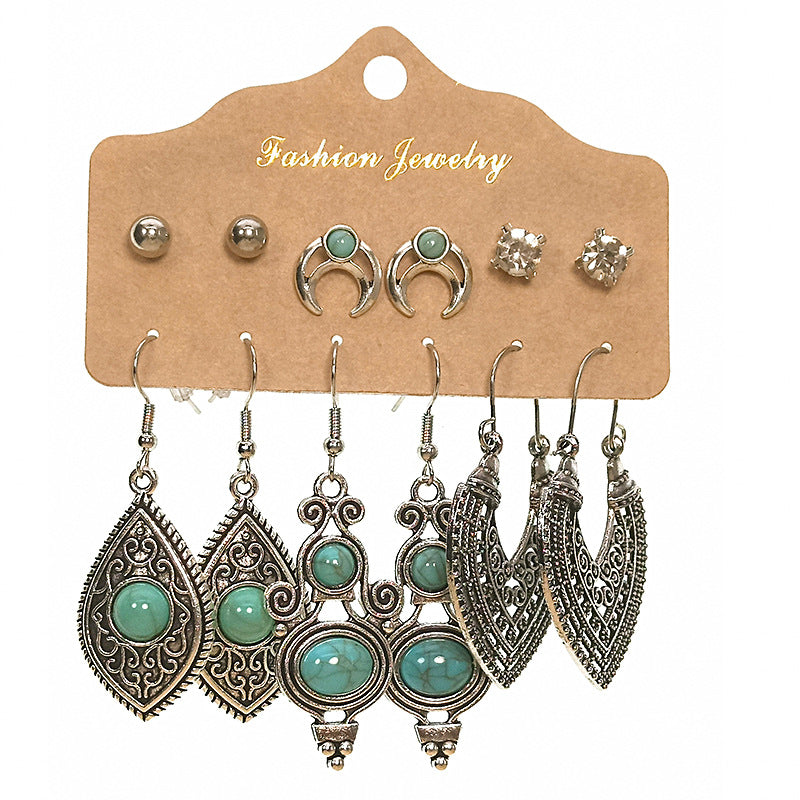 Elegant Bohemian Leaf Feather Dangle Earrings Set image 1