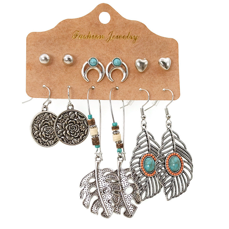 Gift Box with Bohemian Leaf Feather Earrings