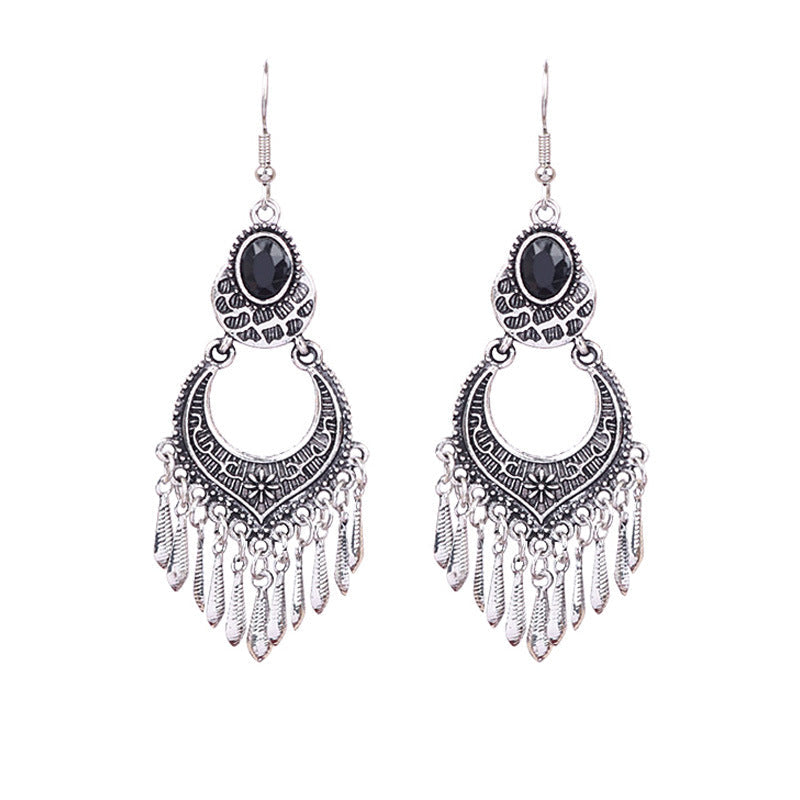 Stunning vintage bohemian floral tassel earrings image 1