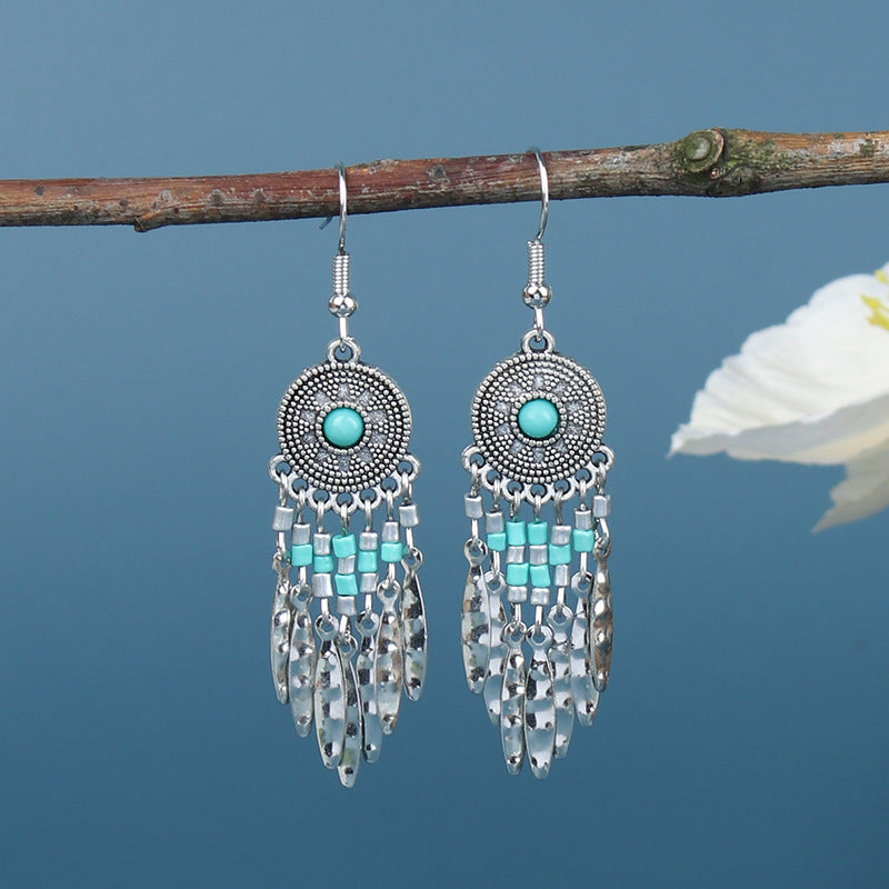Stunning vintage bohemian floral tassel earrings image 1