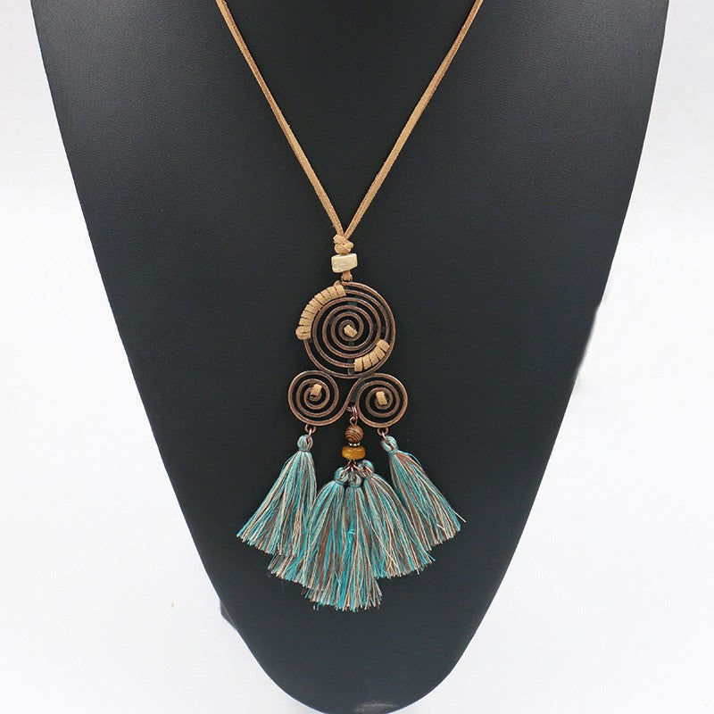 layered look with long necklace