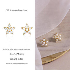 Close-up of flower pearl earrings 3