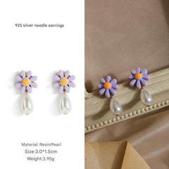 Stylish vintage flower pearl earrings design 1