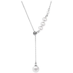 Elegant S925 silver tassel pearl necklace styled