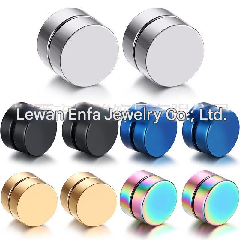 trendy titanium steel cross zirconia magnetic earring 1