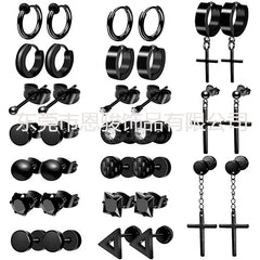 trendy titanium steel cross zirconia magnetic earring 5