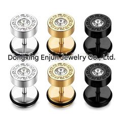 trendy titanium steel cross zirconia magnetic earring 8