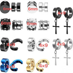 trendy titanium steel cross zirconia magnetic earring 2