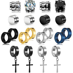 trendy titanium steel cross zirconia magnetic earring 1