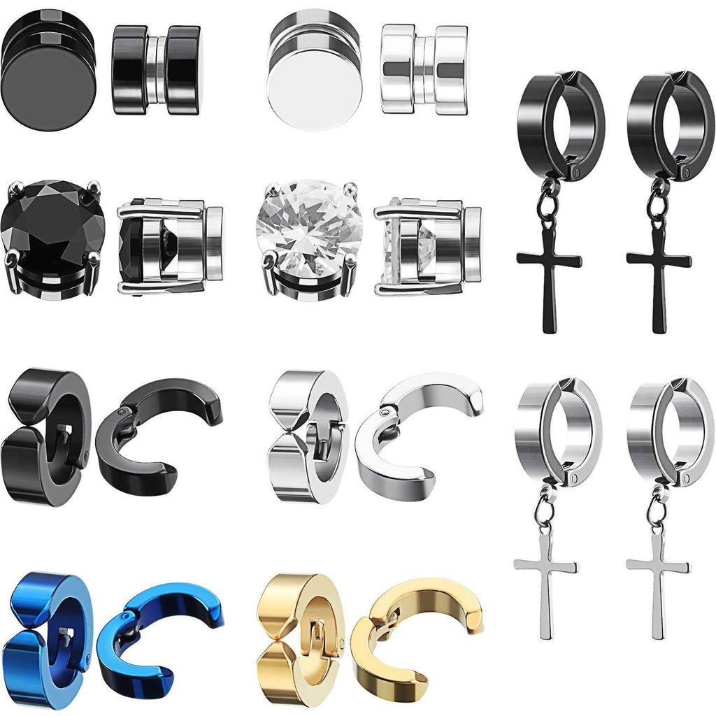 trendy titanium steel cross zirconia magnetic earring 2