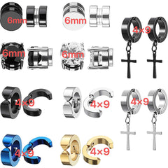trendy titanium steel cross zirconia magnetic earring 3