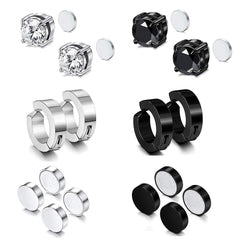 trendy titanium steel cross zirconia magnetic earring 4