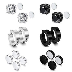 trendy titanium steel cross zirconia magnetic earring 5