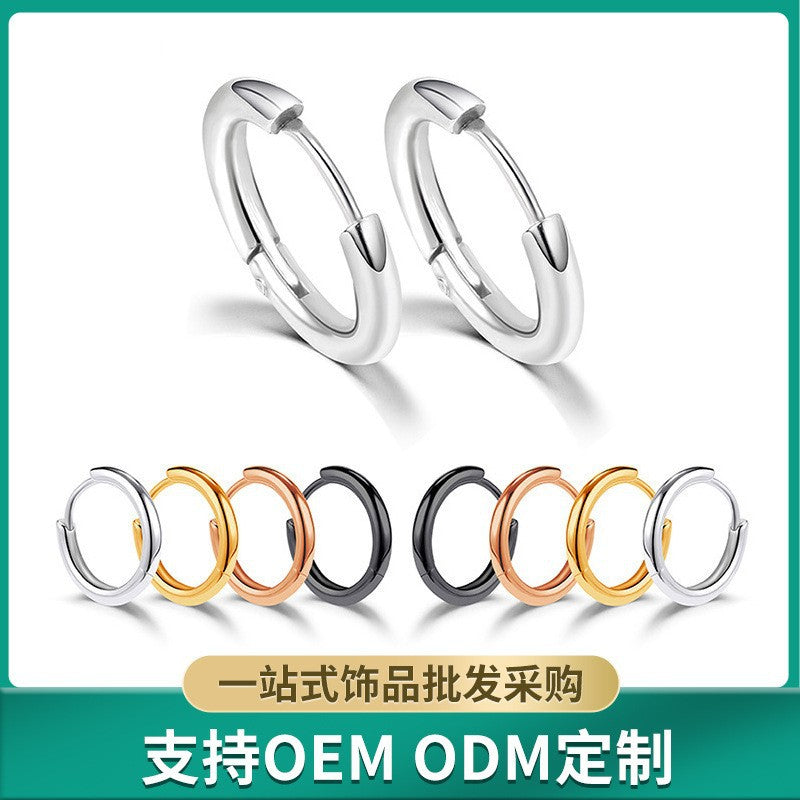 trendy titanium steel cross zirconia magnetic earring 9