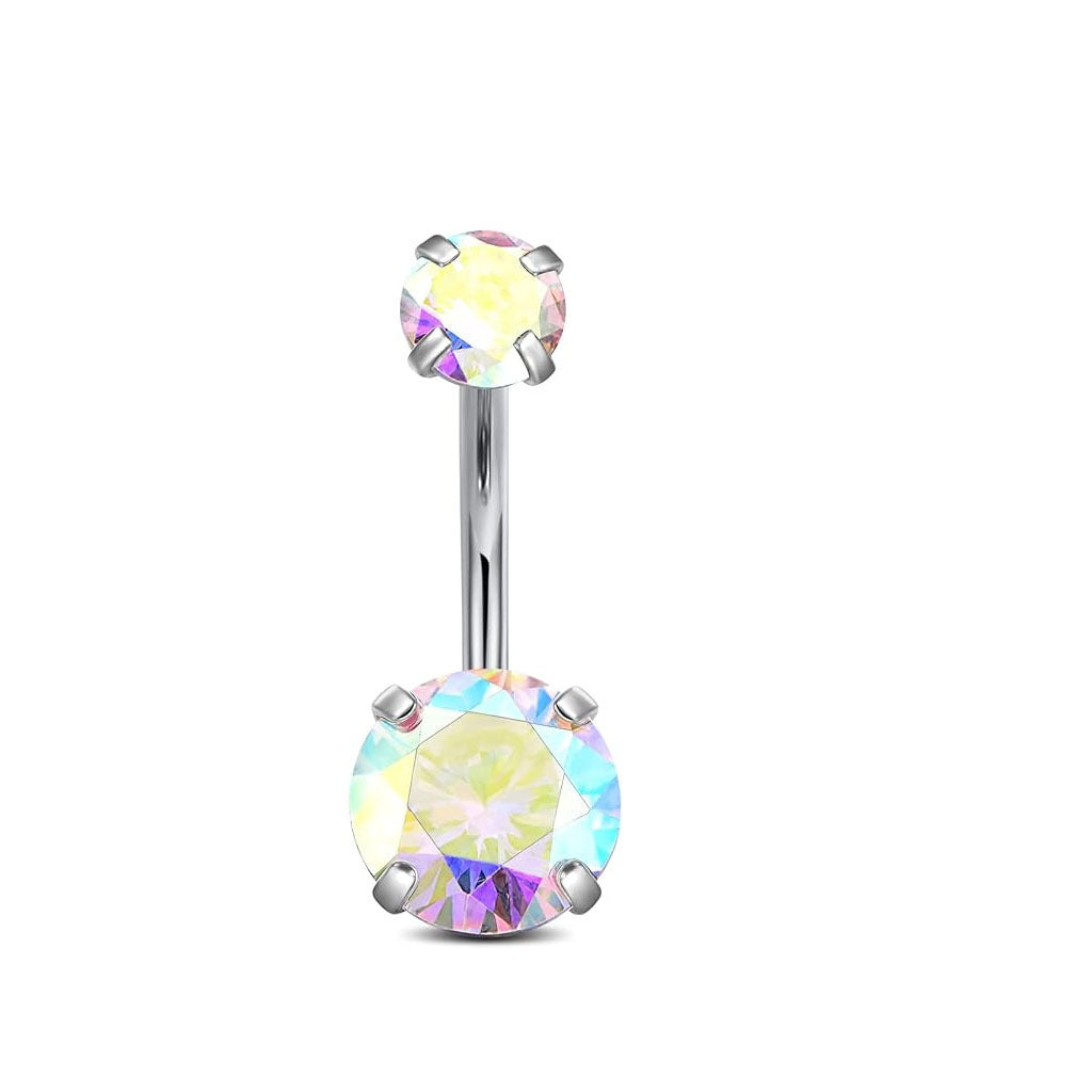 Stylish double-headed zircon navel ring image 1