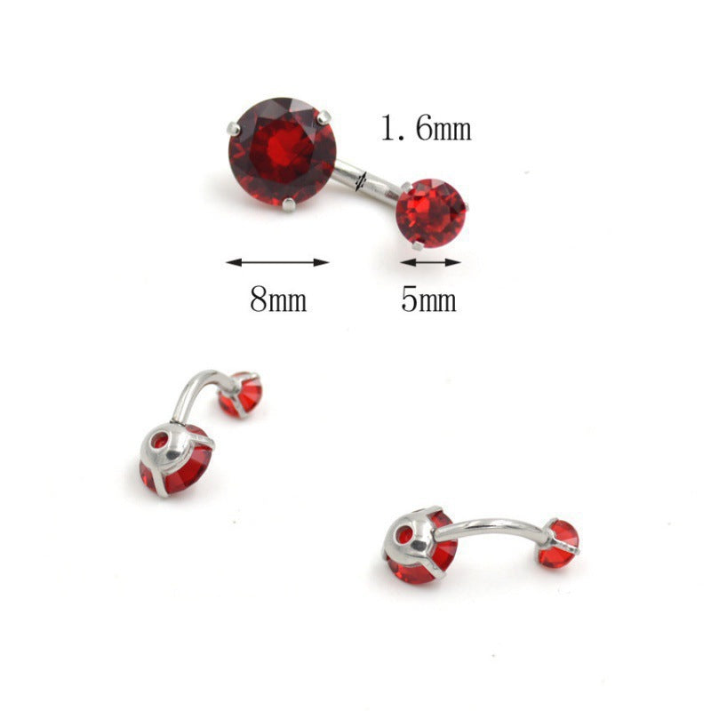 Stylish double-headed zircon navel ring image 4