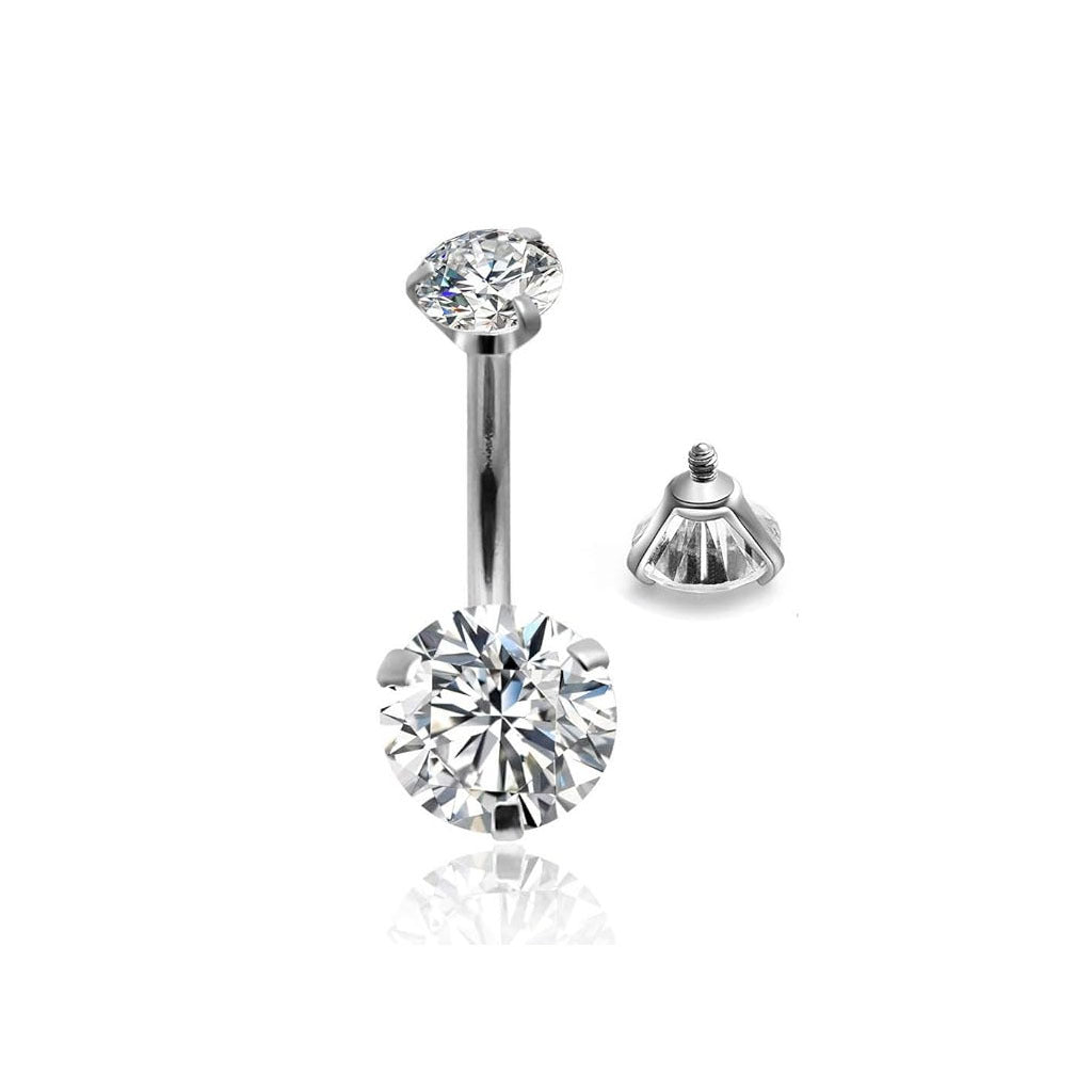 Stylish double-headed zircon navel ring image 8