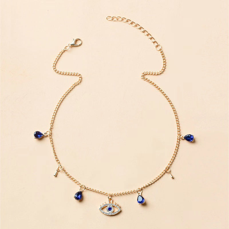 Gold-Plated Crystal Evil Eye Necklace close-up