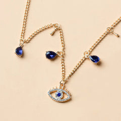 Gold-Plated Crystal Evil Eye Necklace on model