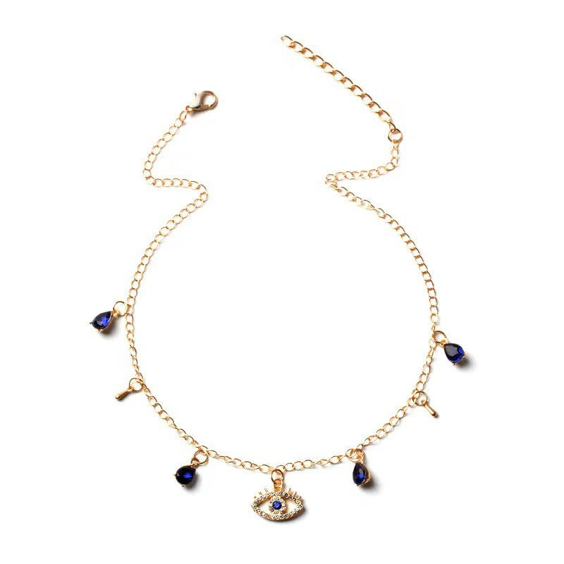Gold-Plated Crystal Evil Eye Necklace detailed view