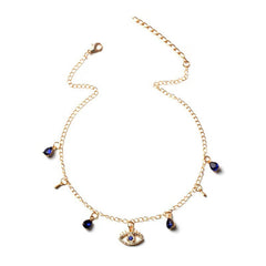 Gold-Plated Crystal Evil Eye Necklace detailed view