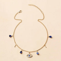 Gold-Plated Crystal Evil Eye Necklace flat lay