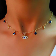 Gold-Plated Crystal Evil Eye Necklace showcasing quality