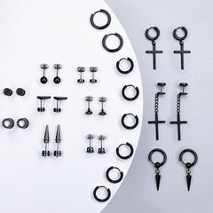 elegant geometric earrings in black steel