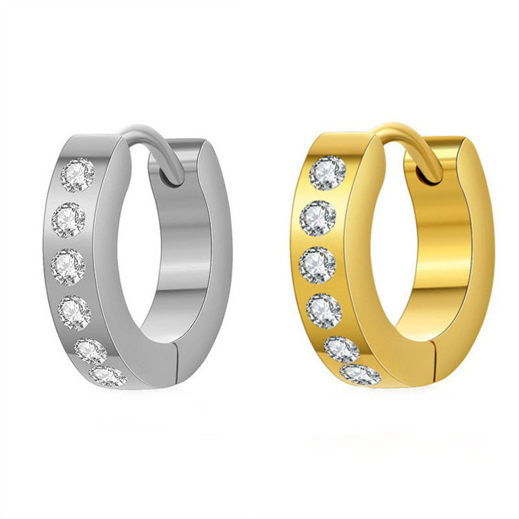 Stylish geometric earrings featuring zircon stones front view