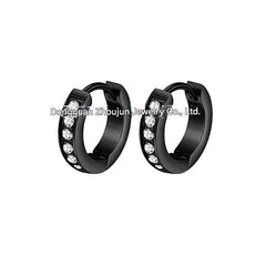 Geometric earrings in steel grey colour with zircon stones