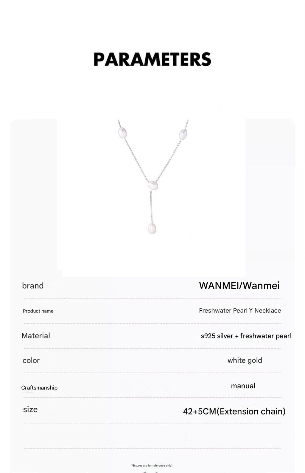 S925 silver natural freshwater pearl Y-chain necklace image 1