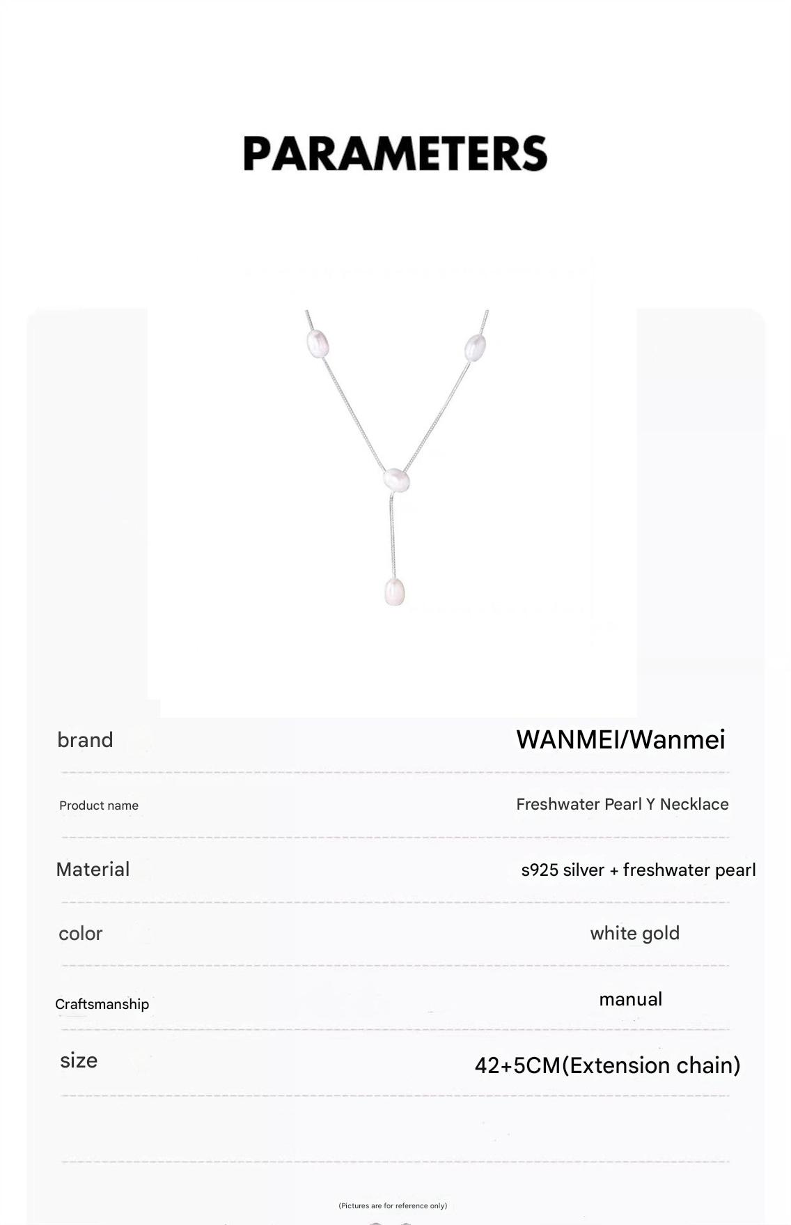 S925 silver natural freshwater pearl Y-chain necklace image 1