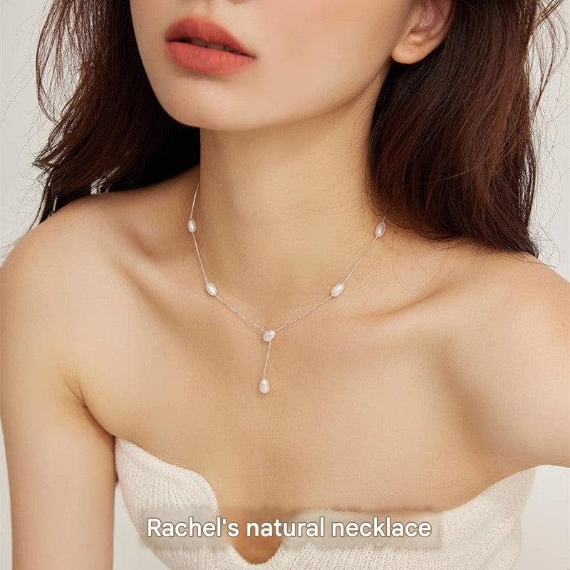 S925 silver natural freshwater pearl Y-chain necklace image 3