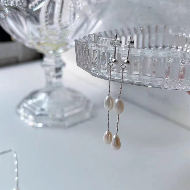 S925 silver natural freshwater pearl Y-chain necklace image 4