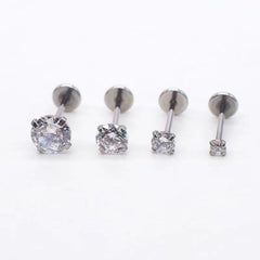 Stylish unisex ear studs in silver image 3