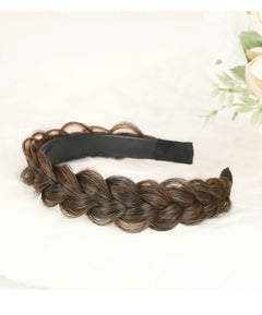 Side view of the dark brown braided hairband