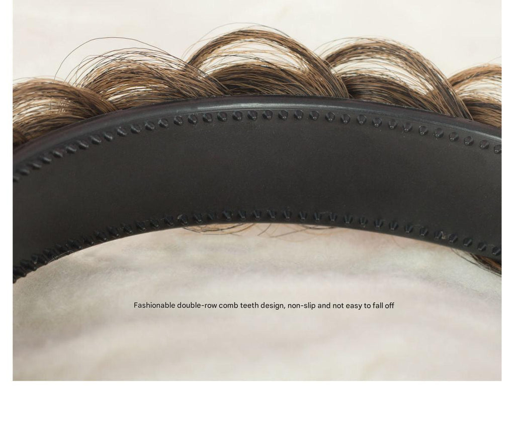 Side view of the dark brown braided hairband
