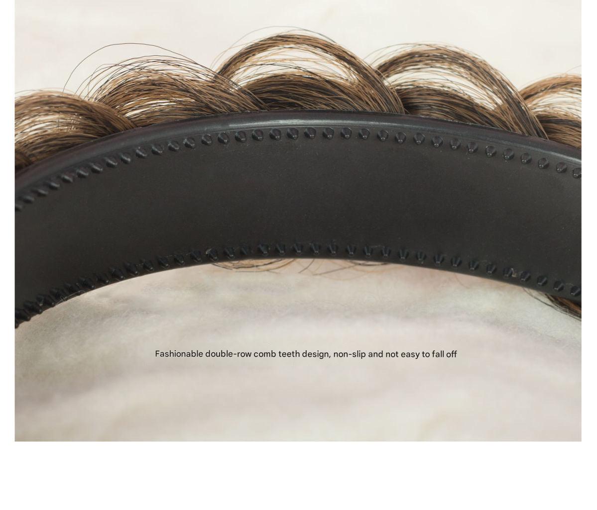 Side view of the dark brown braided hairband