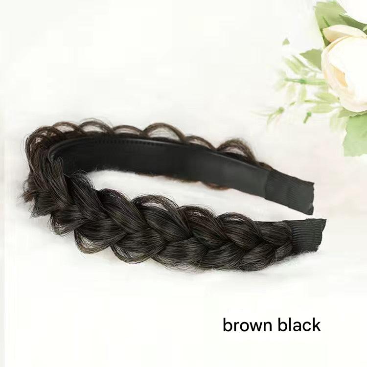 Side view of the dark brown braided hairband