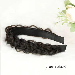 Side view of the dark brown braided hairband