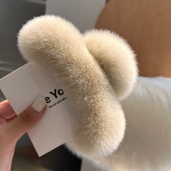Elegant hair accessory for women with rabbit fur texture