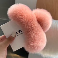 Elegant hair accessory for women with rabbit fur texture