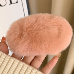 Luxurious rabbit fur hair claw clip in beige colour
