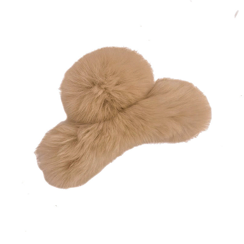 Variety of rabbit fur hair claw clips in different colours