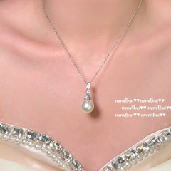 Back view of adjustable pearl necklace